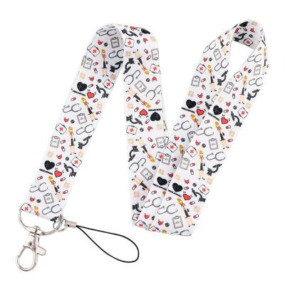 China Wholesale Hot Wholesale Medical Printing Polyester Neck Lanyard Strap Nurse Doctor Nurse Neck ID Card Chain Mixed Lanyard For Unisex for sale