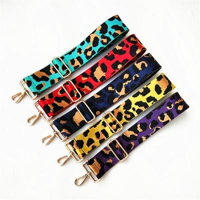 China Zinc Alloy Fabric Colorful Cross - Body Purses Long Strap Adjustable Leopard Shoulder Strap For Women Messenger Bag Strap Handbag Accessories for sale