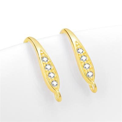 China 925 Sterling Silver Earring making supplies real 18K gold diy plated CZ zircon earring hooks hypoallergenic 925 sterling silver earrings findings for sale