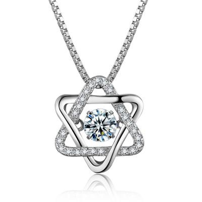 China Fashion S925 Star Zircon Necklaces Hexagram Six-pointed Necklace Trendy Silver Geometric Elegant Pendants Jewelry For Banquet for sale