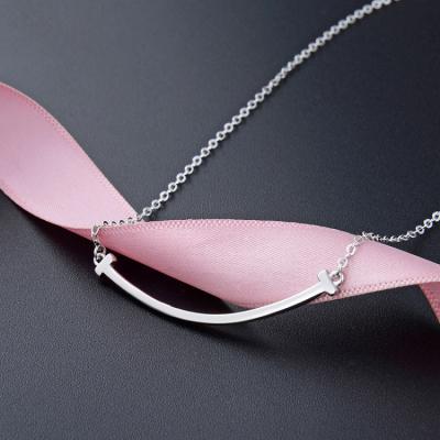 China TRENDY Sweet Girls 925 Sterling Silver Clavicle Necklace Jewelry Women Delicate and Minimalist Smile Necklaces for Birthday Gifts for sale