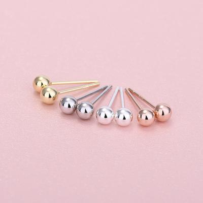 China Simple 2021 TRENDY Hypoallergenic Kids Earrings Gold Plated 925 Sterling Silver Ball Stud Earrings For Kids Women Ear Stud Jewelry for sale