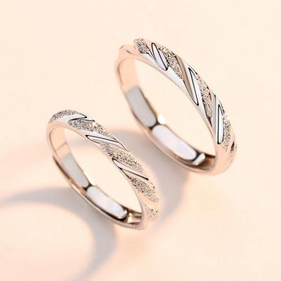 China Wholesale Romantic Boyfriend Girlfriend Jewelry Couple Rings 925 Sterling Silver Simple Adjustable Wedding Rings For Couples for sale