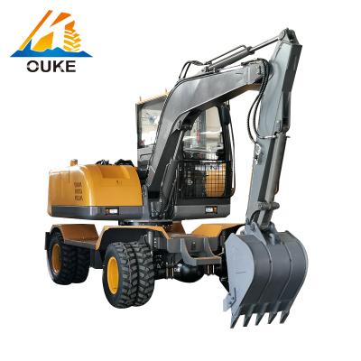 China Hotels buy Chinese 7.5 tons 7500kg mini durable rubber track wheel excavator price for sale