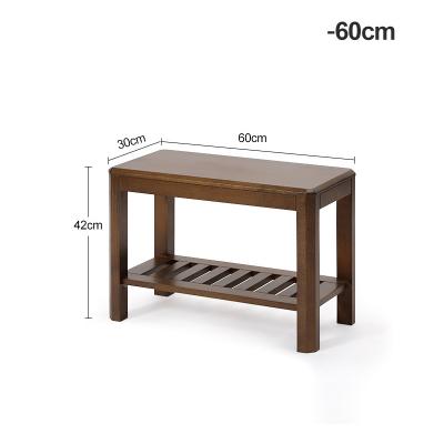 China OEM 2-Tier 2 Tier Changing Seat Stool Storage Rack Display Beech Wood Shoe Rack for sale