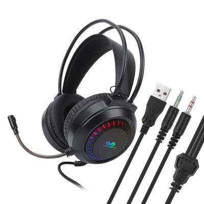 China Perfect Sound Profesional Baratos RGB Led Gamer Auriculares Y Headphones Microfone DJ Negro PC Game Para juegos Con Wired Auriculares for sale