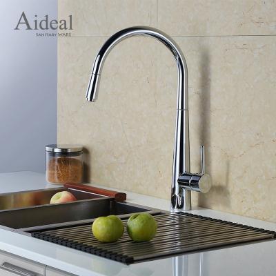 China Pull Out Newest Contemporary Spray Pull Down Single Hole Deck Mounted Brass Chrome Kitchen Sink Faucet for sale