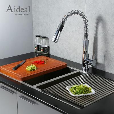 China Spring Pull Out Creative Stainless Steel Spray Head Two Jet Aideal Water Flow Pull Out Style Kitchen Sink Mixer Tap for sale