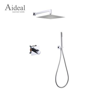 China Fashional Hot Sale Two Way Handle In-Wall Without Slide Bar Concealed Large Rain Shower Head With Round Hand Held Shower for sale