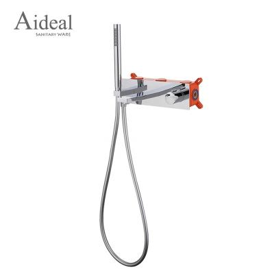 China Without Slide Bar Aideal Hardware Round Hand Good Quality Copper Shower With Waterfall Spout In-Wall Tub Shower Mixer Tap for sale