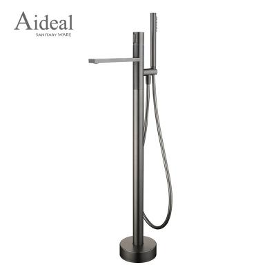 China Without Slide Bar Popular High Quality Floor Standing Brushed Copper Gunmetal PVD Water Flow Process Bathtub Faucet for sale