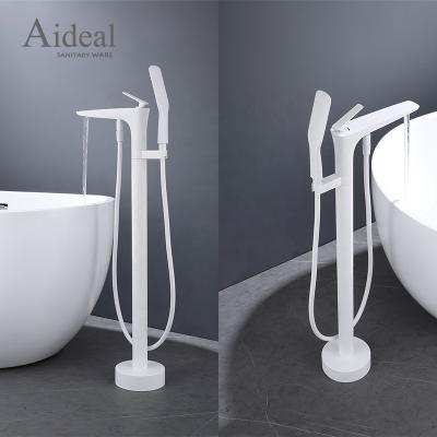 China Hot Sale Graceful White Color Two Way Design Water Flow Floor Standing Bathtub And Shower Set for sale