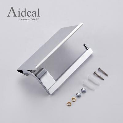 China Modern Innovative Hot Sale Stainless Steel Mirror Polish Wall Mounted Toilet Paper Holder With Shelf for sale