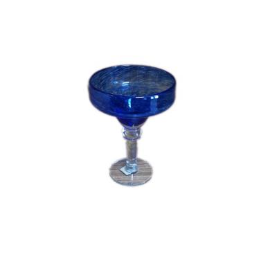 China Viable Wholesale Handmade Single Blue Margarita Glass Mug with Clear Stem for sale