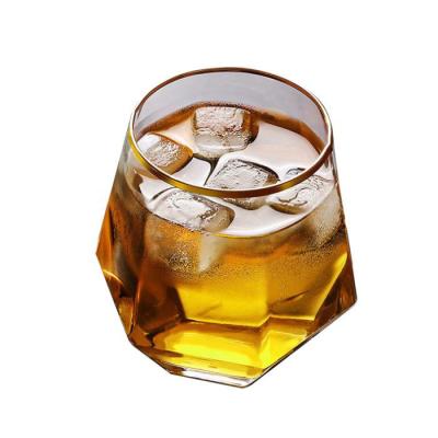 China Wholesale Modern Single Hexagon Whiskey Gold Rim Sustainable.Stock Factory Glassware Glass Mug for sale