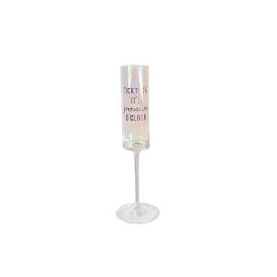 China Viable Hot Selling Colored Clear Stem Arc Champagne Rain Glass Flute for sale