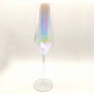 China Viable Wholesale Electroplating Colorful Stem Diamond Champagne Bohemian Glass for sale