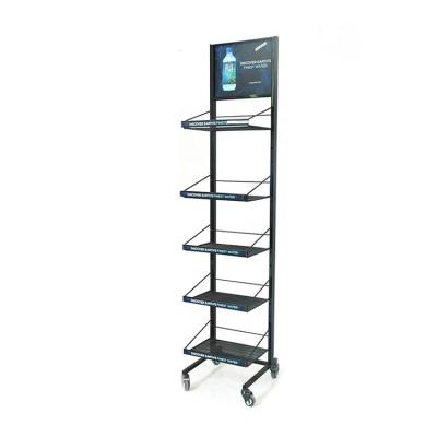 China High Quality Standing Display Supermarket Movable Black Color Metal Display Stands for sale