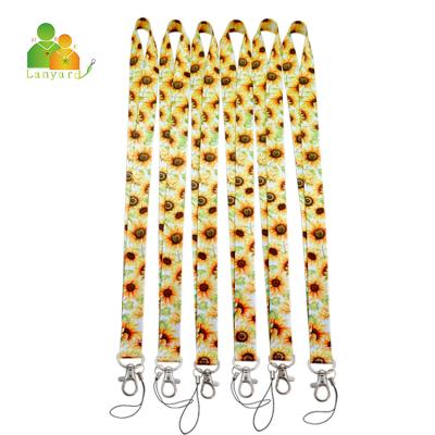 China Promotional Wholesale Metal Key Chain Phone Sunflower Beauty Fashion Gift Loose Lanyards More Dye Color Neck Lanyard Strap for sale