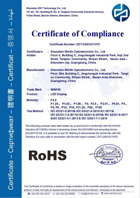 RoHS - Shenzhen Winfin Optoelectronic Co., Ltd.