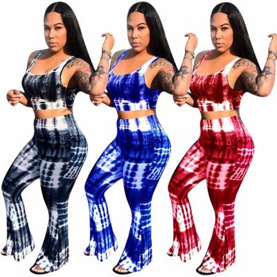 China Hot Sale Anti-static Women's Sleeveless Tie Dye Two Piece Set 2 Piece Women's Casual Outfit for sale