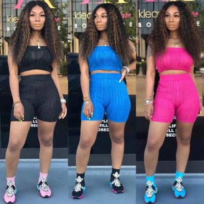 China Anti-static 2020 hot sale fashion candy color bodycon 2 pcs sets outfit for women for sale