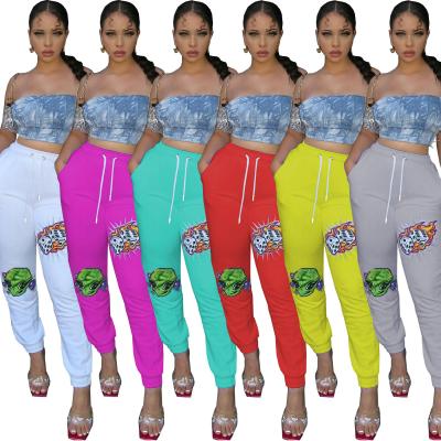 China Anti-pilling hippie fashion fruit color stretching printed casual stretch sportswear pants women tracksuit for sale