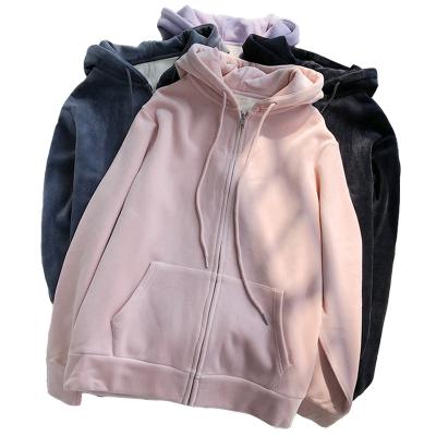 China Breathable Korean Casual Loose Hoodies Knitted Cardigan Full Zipper Hoodie for sale