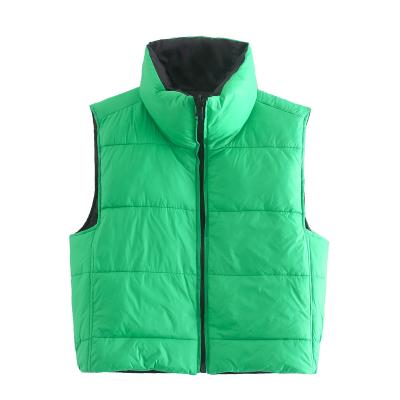 China Winter Stripper Vest Warm Sleeveless Jacket Green Reversible Women Grow Vest for sale