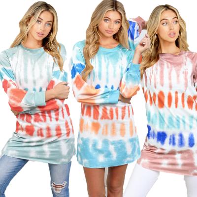 China 2021 Autumn Fashion Women's Clothing Trend Designer Sweatshirt Tie Dye Breathable T-shirt For Women's T-shirts for sale