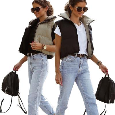 China Warm Quilted Vest Women's Vests Reversible Cropped Stripper Vest Jacket Women Sleeveless Winter for sale