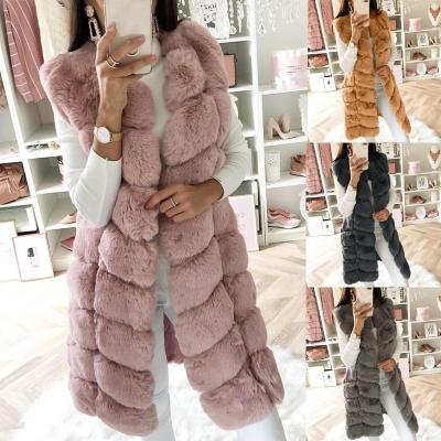 China Warm Anti-wrinkle Faux Fur Vest Women Long Coat Winter Women's Fur Vests for sale