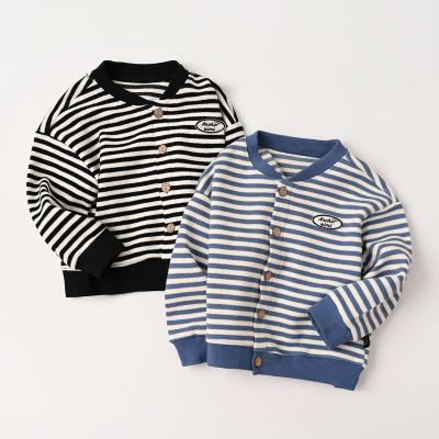 China Anti-wrinkle Autumn Winter Children Clothing Striped Knitted Cardigan Boys Long Sleeve Jacket for sale