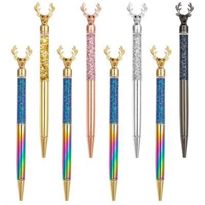 China Promotional Pen Luxurious Fashion Rose Gold Metal Ballpoint Pen With Logo Custom Glitter Pen Floating Liquid Pen for sale