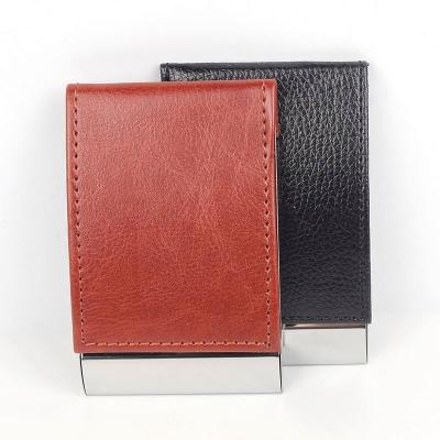 China Hot Hauhao Brand Business Card Mockup Folding Brown Leather Business PU Card Holder Book for sale