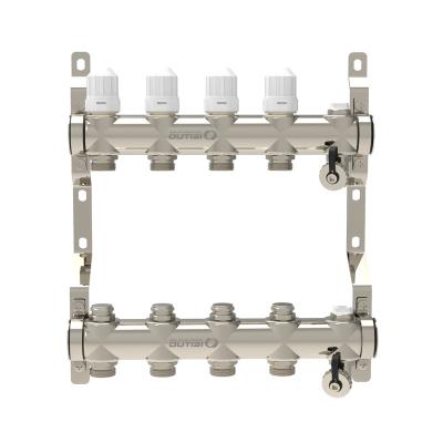 China Modern Varied 2-11 Ways Stainless Steel Underfloor Heating Brass Brass Manifold With Built-In Adjust Valves And Shut-off Cocks for sale