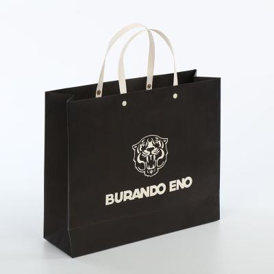 China Handmade Wholesale Custom Printed Gift Black Luxury Shopping Paper Bag With Handle Paper Bag With Logo Print for sale