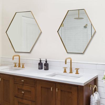 China Modern Custom Gold Hexagon Bathroom Sink Mirrors Manufacturers for sale