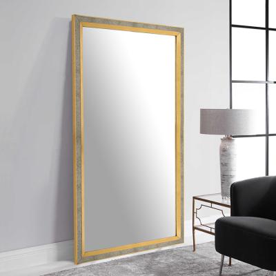 China Modern Gold Full Length Wood Frame Floor Mirrors Large Size Full Length Standing Mirror for sale