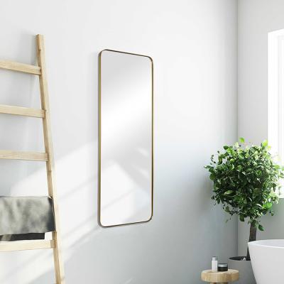 China Modern Custom Large Rectangle Bronze Full Body Metal Antique Decor Dressing Long Home Wall Hanging Mirror for sale