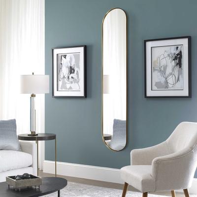 China Fashion Wholesale Gold Modern Oval Frame Full Wall Mirrors for sale