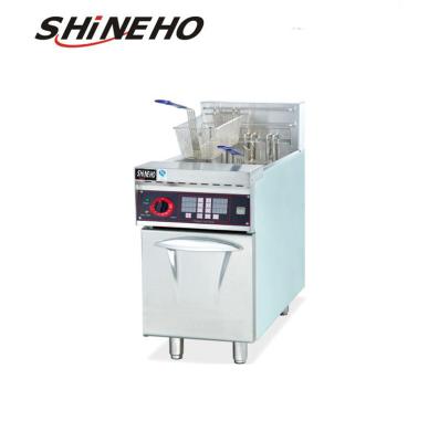 China 28L Vertical 1Tank 2 Basket Electric Fryer With Timer 40*80*109cm for sale