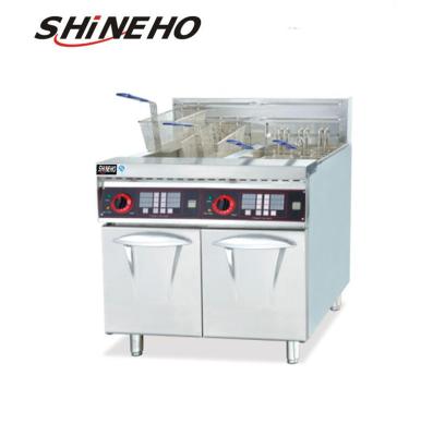 China Large Capacity 2 Free Standing Pot 4 Basket Electric Open Fryer 88*80*109cm for sale