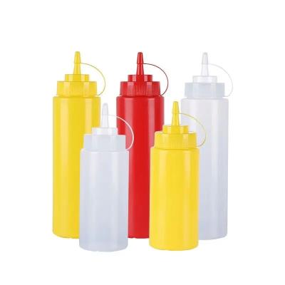 China Non-hole Cover Sauce Dispenser Food Grade Salad Dressing Mixer Bottle Soft Empty Plastic Squeeze Bottles for sale