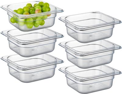 China CURTA 6 Pack Lightweight NSF Food Filters Commercial Polycarbonate GN Pan Plastic Clear Plastic Pans Food Storage Containers for sale