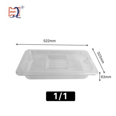 China Lightweight custom clear plastic gastronorm 1/1 GN container 1/6 size food pans gastronorm pc GN pan for hotel for sale