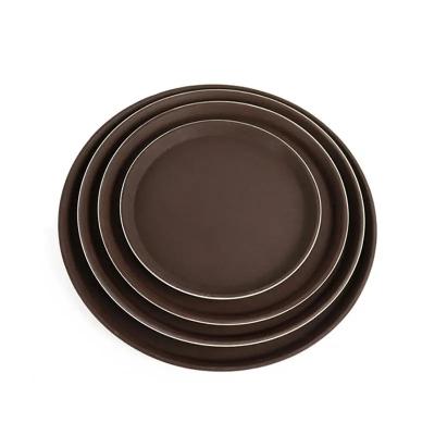 China Restaurant Good Quality Dontalen Fiberglass Cushion Anti-Closure-Scratch Plastic Food Serving Tray Eco-Friendly Round Rectangle Non Slip for sale