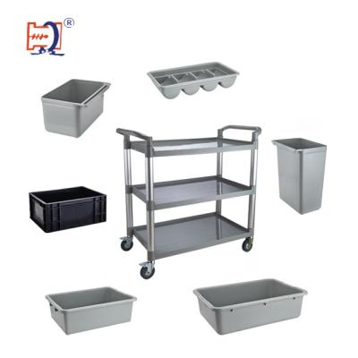 China Hotel 3-Tier Food 3 Shelf Restaurant Trolley 3 Tier Serving Cart Eco-Friendly Multi-Tier Freestanding Serving Cart With Wheel for sale