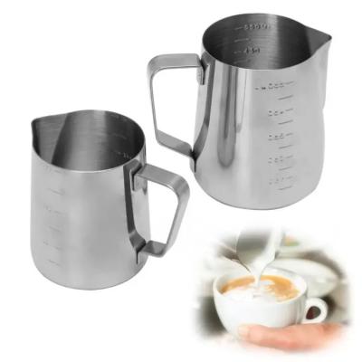 China 304 Stainless Steel Espresso Steaming Coffee Pitcher Decorating Stencils Art FlamGen Milk Frothing Pitcher Latte Art Milk Jug QH-L5001 for sale