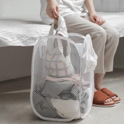 China Flexable Large dirty clothes storage mesh laundry basket household foldable basket for sale